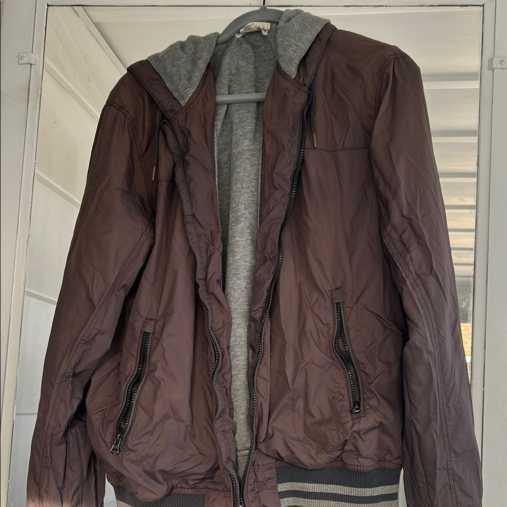 Men's Brown Jacket with Hood